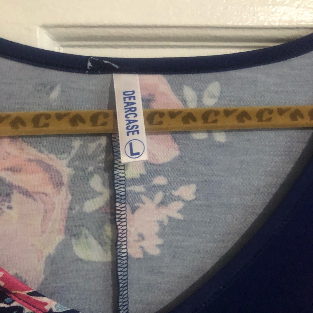 Navy Blue long Sleeve Floral Dress